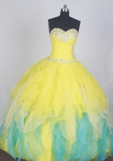 Gorgeous Ball Gown Sweetheart Neck Floor-length Yellow Quinceanera Dress