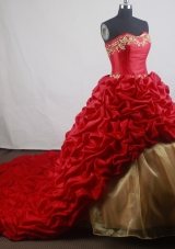 Romantic Ball Gown Strapless Floor-length Red Quinceanera Dress