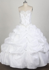 Simple Ball Gown Sweetheart Floor-length White Quincenera Dresses