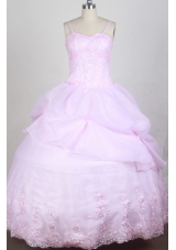 Sweet Ball Gown Straps Floor-length Pink Quincenera Dresses