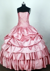 Elegant Ball Gown Strapless Floor-length Light Pink Quincenera Dresses
