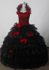 Fashionable Ball Gown Halter Floor-length Black Quincenera Dresses