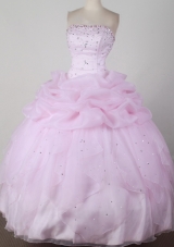 Sweet Ball Gown Strapless Floor-length Pink Quincenera Dresses