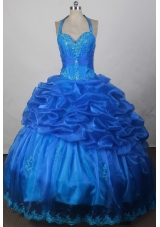 2012 Exquisite Ball Gown Halter Top Floor-Length Quinceanera Dress