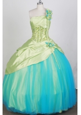 2012 Pretty Ball Gown One Shoulder Neck Floor-Length Quinceanera Dresses