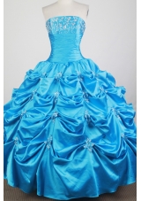 Classical Ball Gown Strapless Floor-length Baby Blue Quinceanera Dress