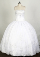 Elegant Ball Gown Strapless Floor-length White Quinceanera Dress