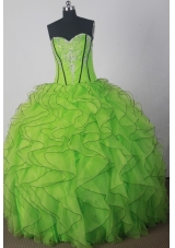 Fashionable A-line Strapless Floor-length Green Quinceanera Dress