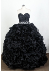 Luxurious Ball Gown Sweetheart Floor-length Black Quinceanera Dress