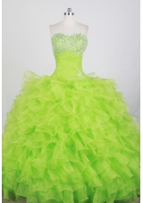 Modest Ball Gown Strapless Floor-length Spring Green Quinceanera Dress