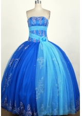 Popular Ball Gown Strapless Floor-length Blue Quinceanera Dress