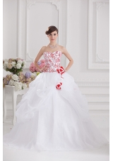 2014 Ball Gown Sweetheart Appliques and Pick ups Quinceanera Dress in White