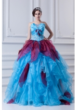 2014 Discount Ball Gown Strapless Beading Ruffles and Appliques Multi-Color Quinceanera Dress