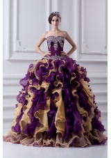 Beautiful Ball Gown Multi Colored Sweetheart 2014 Quinceanera Dress with Beading