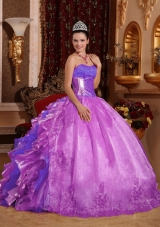 Ball Gown Strapless Ruffles and Beading Lilac 2014 Fashionable Quinceanera Dress