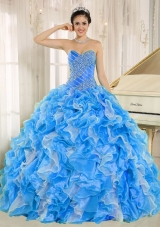 Beaded and Ruffles Custom Made For 2013 Designer Quinceanera DressQuinceanera Dress In Blue,This fantastic apple green quinceanera dress features a fitted bodice with ruching and exquisite rhinestones. The flirty skirt in luxurious tulle is voluminous with swirling tiers of ruffles in multiple colors for a festive look. A lace up corset style closure in the back secures the dress in place. So gorgeous and perfect! You are the Queen in the dance floor. 
