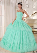 2014 Beautiful Ball Gown Sweetheart with Appliques for Quinceanera Dress