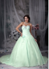 2014 Princess Sweetheart Appliques Quinceanera Dresses with Court Train