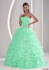 2014Fashionable Quinceaners Gowns with Ruffles and Appliques For Military Ball
