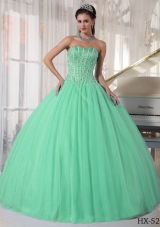 Elegant Ball Gown Sweetheart Quinceanera Dress in Apple Green with Beading and Appliques