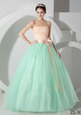 Exclusive Ball Gown Strapless Quinceanea Dress with Sashes and Ruching
