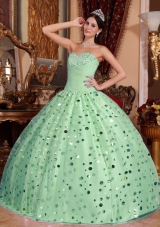 2014 Hot Apple Quinceanera Dress Green Sweetheart Ball Gown with Sequins