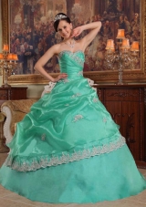 2014 Popular Apple Green Ball Gown Sweetheart with Appliques Quinceanera Dress