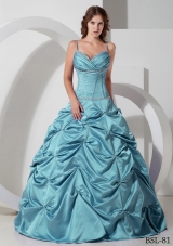 A-line Spaghetti Straps Taffeta Beading Quinceanera Dress