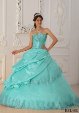 Baby Blue Princess Sweetheart Quinceanera Dress with Taffeta Beading