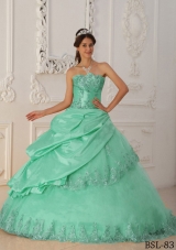 Petty Sweetheart Quinceanera Dress in Apple Green Princess with Beading and Appliques