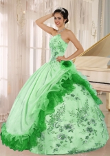 2014 Popular Ball Gown Strapless Quinceanera Gowns with Applqiues
