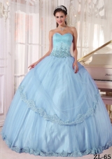 Aqua Blue Lilac Sweetheart Long Quinceanera Dress with Appliques