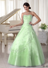 Organza Appliques With Beading Over Skirt Sweetheart Princess Quinceanera Dresses For Military Ball