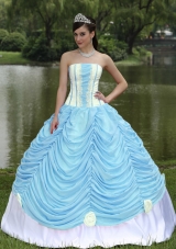 Custom Made Quinceanera Dress With Strapless Ball Gown Baby Blue and Pick-ups