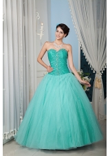 2014 Turquoise Princess Sweetheart Beading Quinceanera Dress