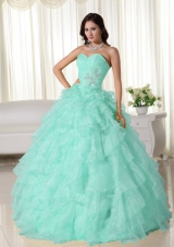 Baby Blue Ball Gown Sweetheart Neck Quinceanera Dress with  Organza Appliques