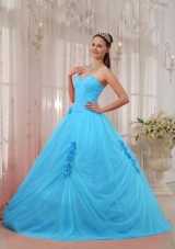 Blue Ball Gown Sweetheart Quinceanera Dress with Tulle Beading