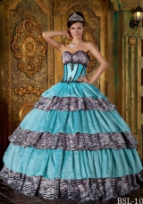 Luxurious Ball Gown Sweetheart Quinceanera Dress with Zebra Ruffles