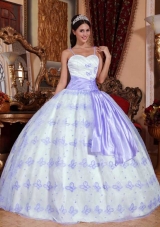Lavender Spaghetti Straps Embroidery Ball Gown Sweet 15 Dresses
