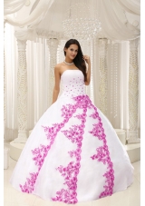 Beautiful Pink Embroidery White Quinceanera Dress For 2014 Spring