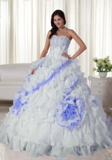 White Sweetheart Court Train Appliques Dress For Quinceanera