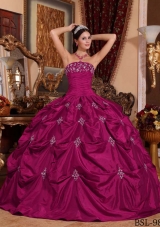Cheap Ball Gown Strapless Appliques Quinceanera Dress for 2014