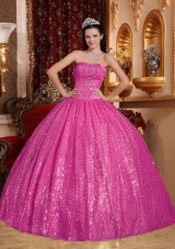 Elegant Hot Pink Sweetheart Quinceanera Dresses with  Beading