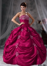 Ball Gown Strapless Quinceanera Dress with Taffeta Appliques