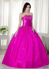 Ball Gown Strapless Quinceanera Dress with Taffeta Beading