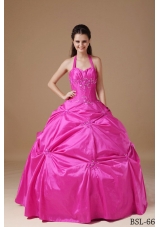 Chic Ball Gown Halter Quinceanera Dress with Taffeta Beading