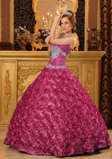 Fuchsia Ball Gown Sweetheart Quinceanera Dress with Rolling Flowers Appliques