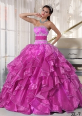 Strapless Ball Gown Quinceanera Dress with Organza Appliques