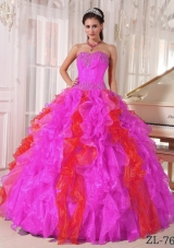 Tow Toned Pink Ball Gown Sweetheart Quinceanera Dress with Organza Sequins