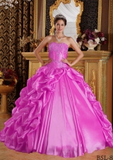 Hot Pink Ball Gown Sweetheart Quinceanera Dress with  Taffeta Emboridery Beading